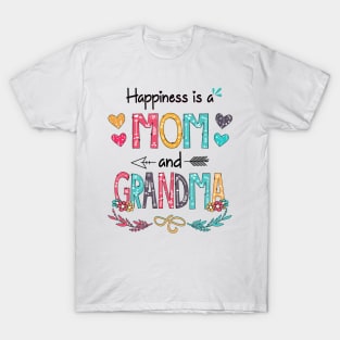 Happiness Is A Mom And Grandma Wildflower Happy Mother's Day T-Shirt